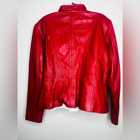 DANIER RED LEATHER JACKET GENUINE LEATHER - Picture 2 of 6